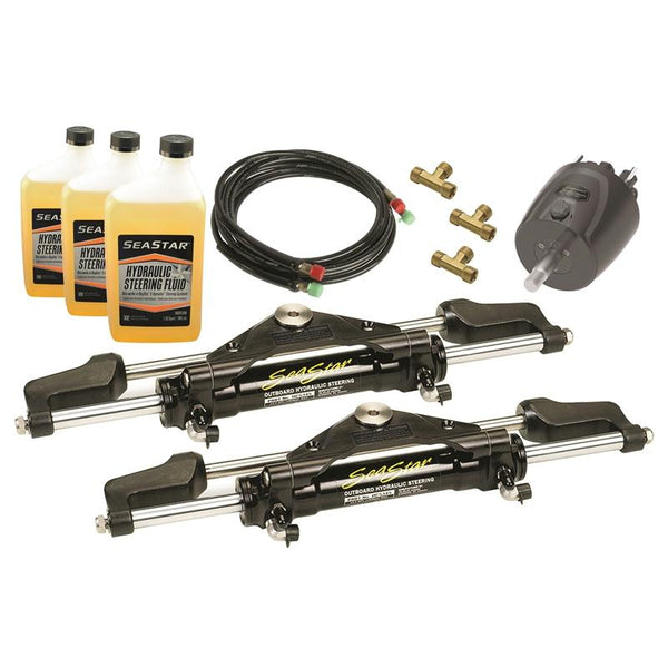 SeaStar Dual Front Mount Outboard Hydraulic Steering Package