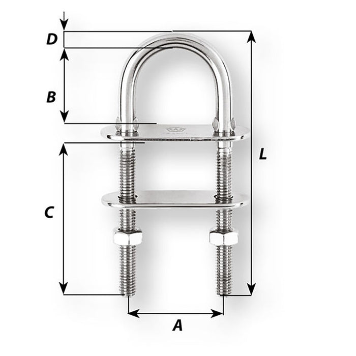 Wichard U-Bolt Pad Eye - 4mm Diameter - 5/32