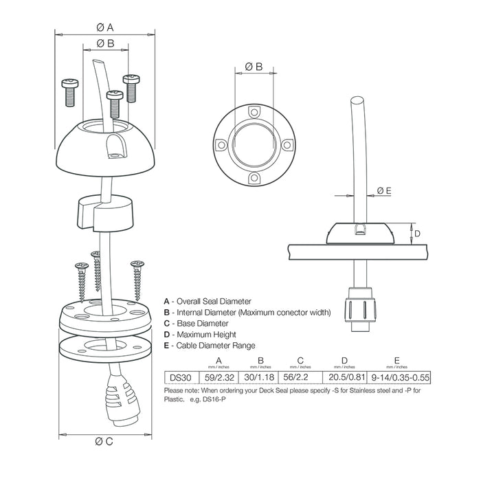 Scanstrut DS30-P Vertical Cable Seal [DS30-P]