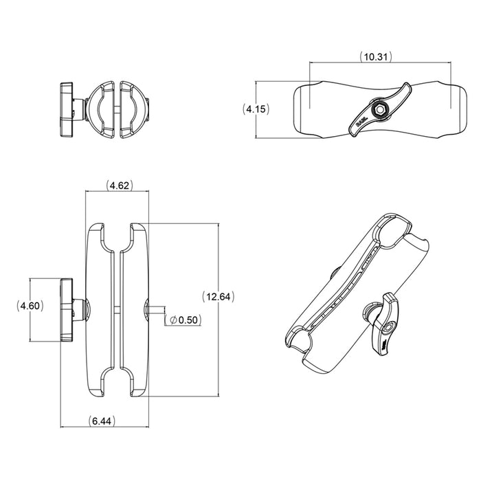 RAM Mount Double Socket Arm f/3.38