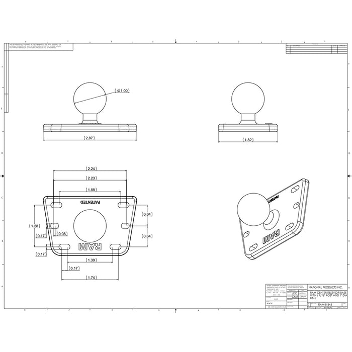 RAM Mount Motorcycle Brake/Clutch Cover w/1