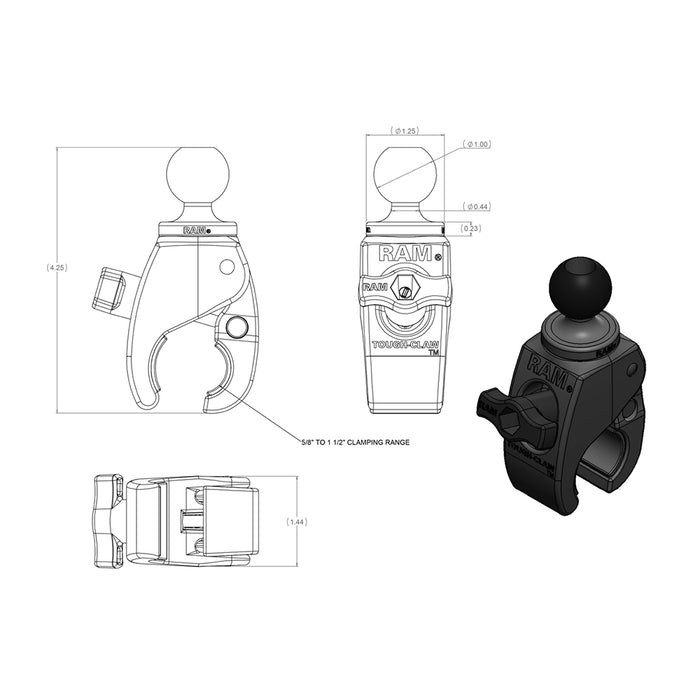 RAM Mount Small Tough-Claw w/1