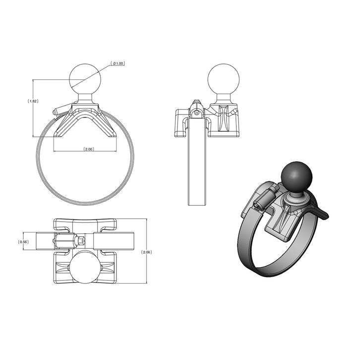 RAM Mount Strap Mount w/Arm & Round Base [RAM-B-108U]