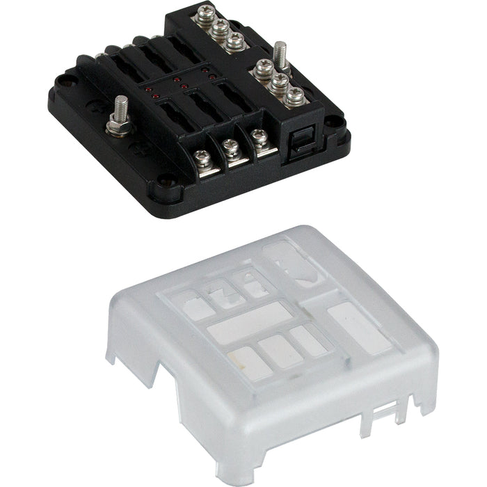 Sea-Dog Blade Style LED Indicator Fuse Block w/Negative Bus Bar - 6 Circuit [445185-1]