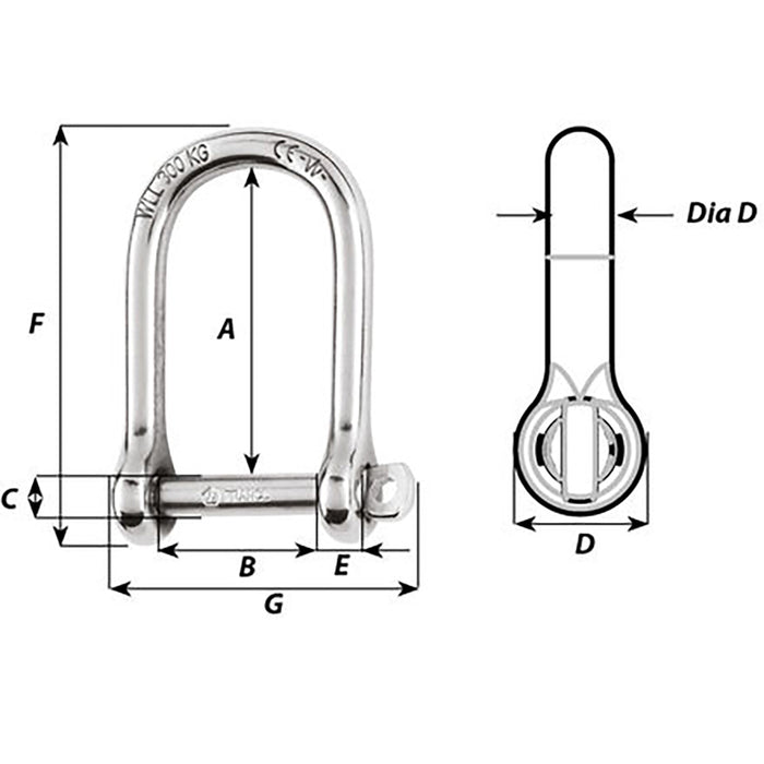 Wichard Self-Locking Large Opening Shackle - 10mm Diameter - 13/32