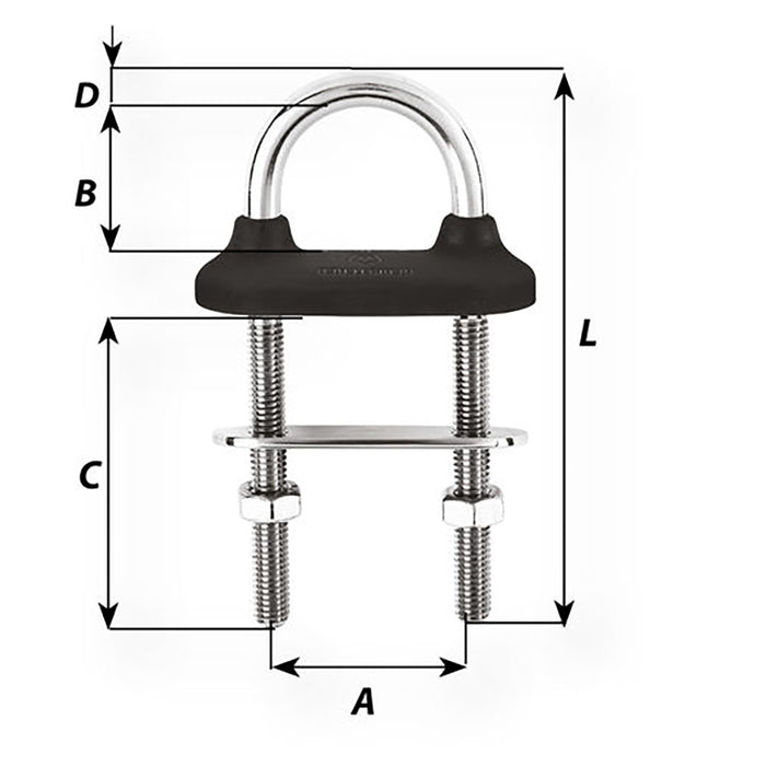 Wichard Black Watertight U-bolt - 5mm Diameter - 13/64